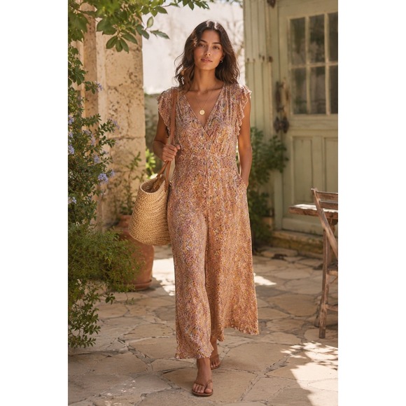 Anthropologie Pants - Anthropologie Matilda Paisley Jumpsuit Women S Flutter Sleeve V-Neck Boho